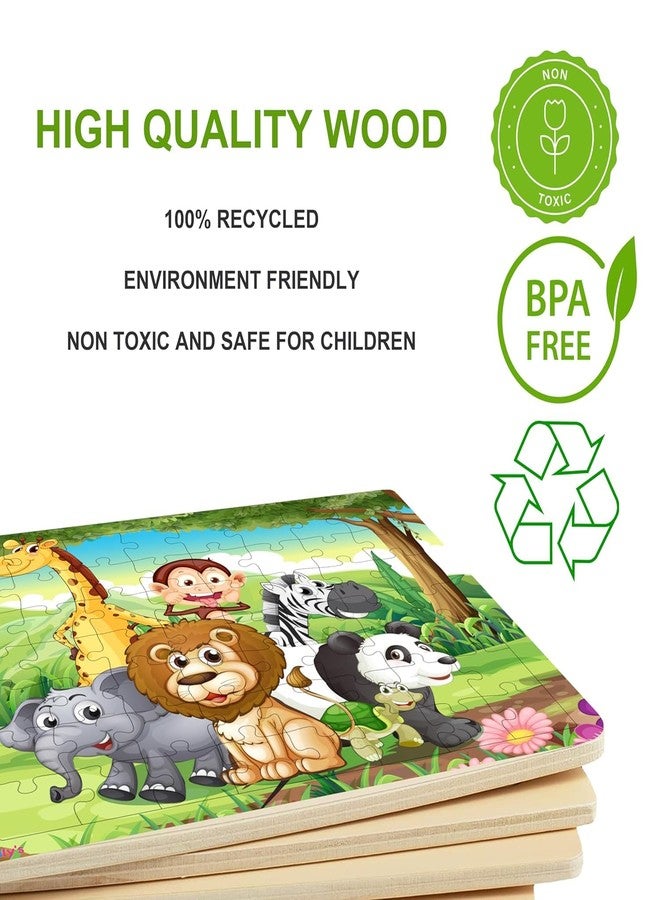 Fiddlys 54 Pcs Wood Jigsaw Puzzles for Kids & Children Age 6+ Double Layered Wooden Puzzles with Bright Front & Back Print Puzzle for Kids-Educational Toy (Jungle + Giraffe) - Image 4